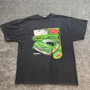 Dale Earnhardt Jr NASCAR Graphic T-Shirt Mens XL Black Mountain Dew Racing Y2K